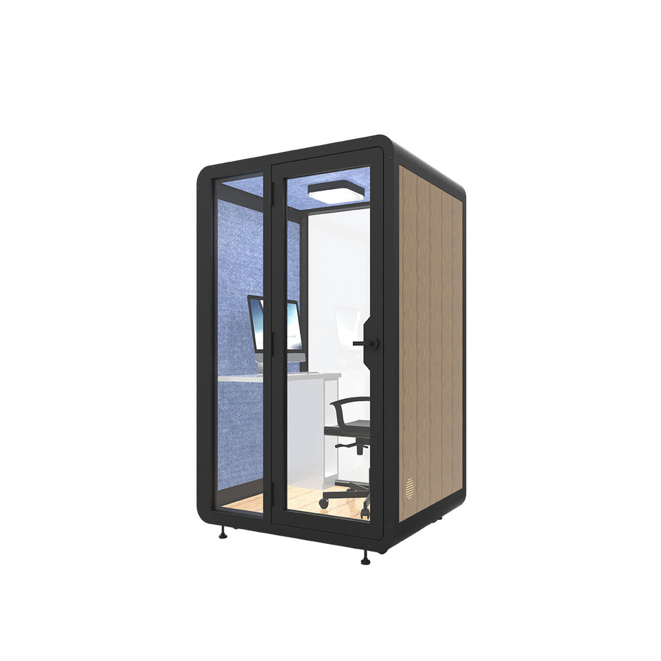 Portable Acoustic Pod with High-density Soundproof Panels, Tempered Glass, Ventilation System & Modular Steel Frame for Private Spaces
