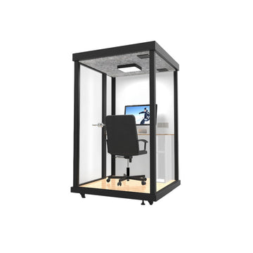Portable Acoustic Pod with High-density Soundproof Panels, Tempered Glass, Ventilation System & Modular Steel Frame for Private Spaces