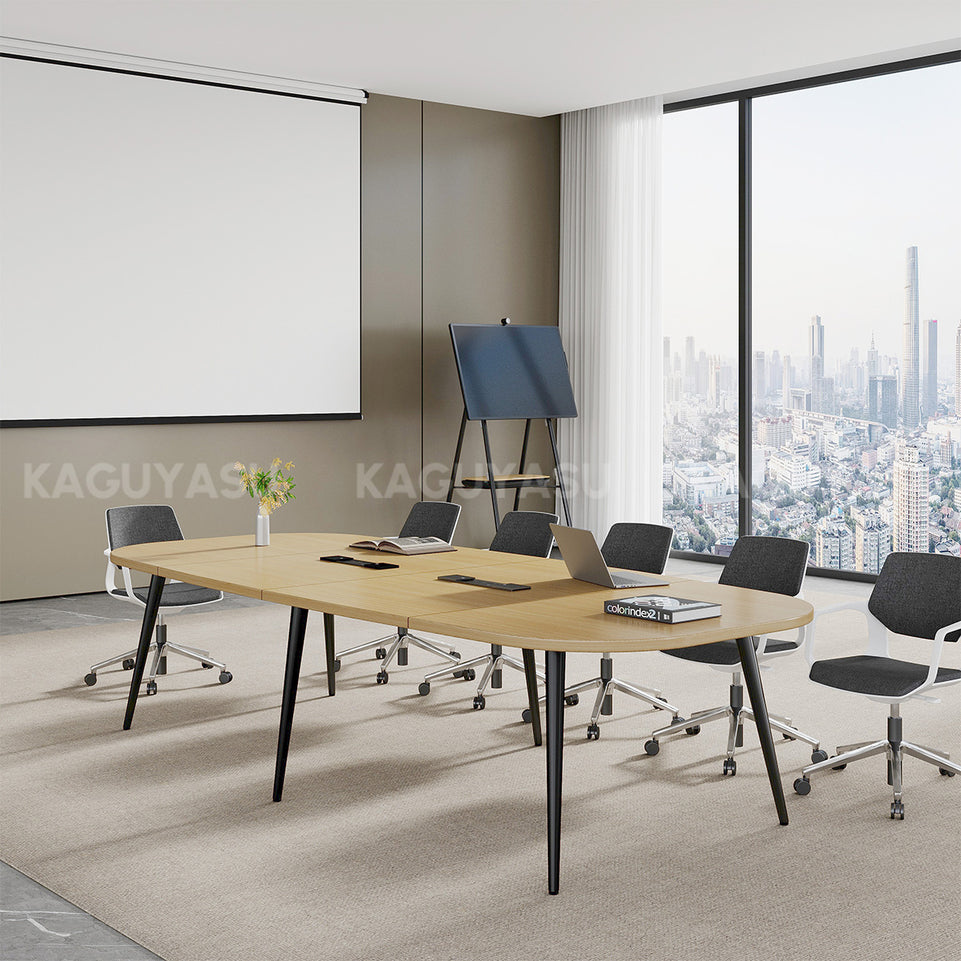 Spacious Conference Table with Built-In Power Outlet, Sectional Top and Rounded Edges