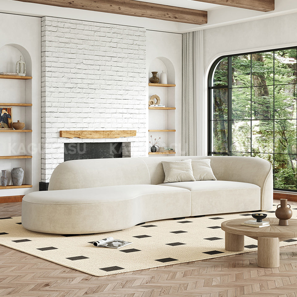 Minimalist Soft Curved Sofa with Single Armrest for Living Room SZ-SF-0003(In Stock)