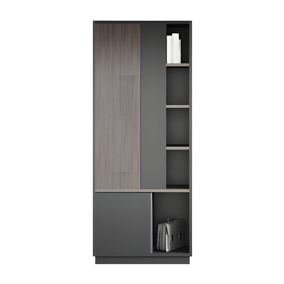Storage Cabinet, Dark Wood-Toned Without LED Strip, Dark Wood-Toned finish, L31" x W16" x H79", for office storage space, office storage furniture
