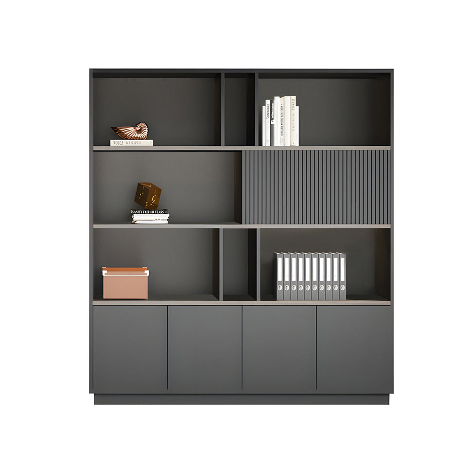 Storage Cabinet, Dark Wood-Toned Without LED Strip, Dark Wood-Toned finish, L63" x W16" x H79", for office storage space, office storage furniture
