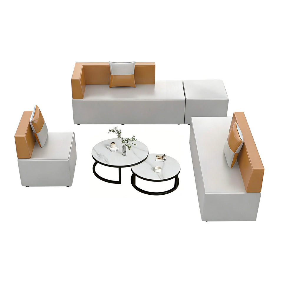 Premium Modular Leather Corner Sofa with High-Resilience Cushions for Office Lounges, Reception, and Meeting Areas JDZH-2080