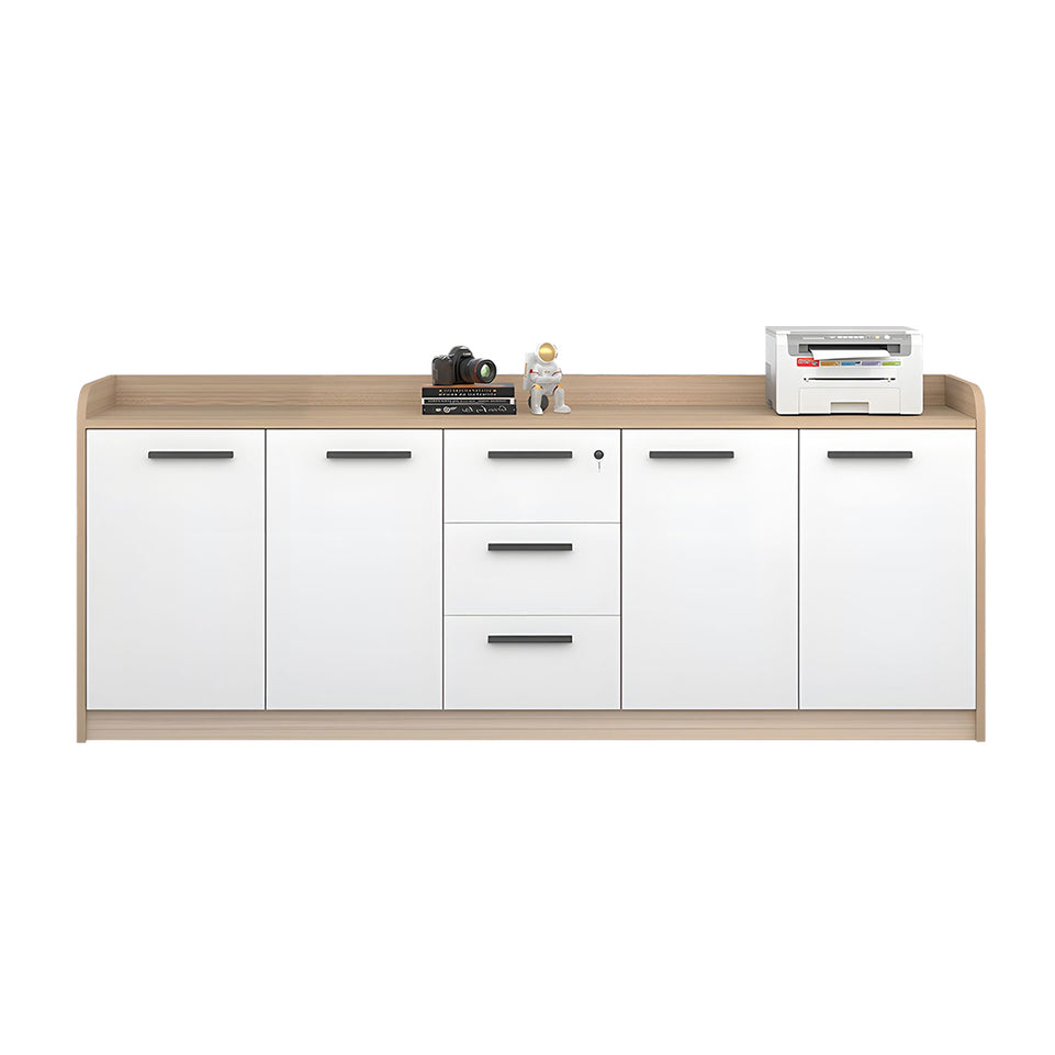 Premium Wooden Floor-Standing Office Tea Cabinet With Lockable Drawers And Spacious Storage For Office Essentials CWG-2163