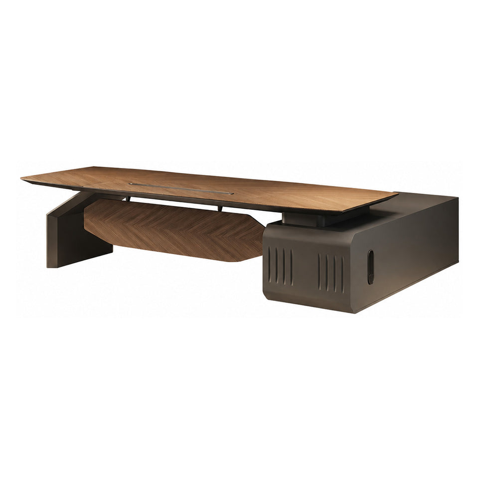 Luxury L-shaped Executive Desk with Integrated Side Cabinet