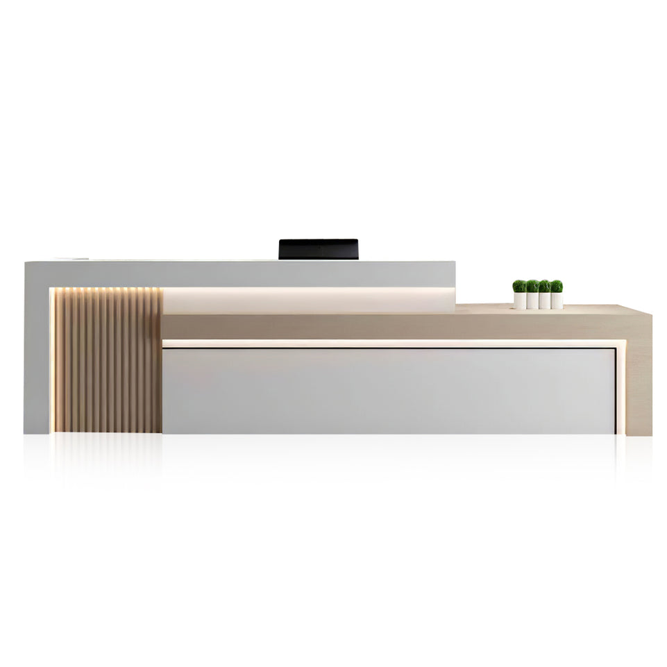 Salon Reception Desk 63-134 in Wide with LED Lighting & Transaction Counter for Salon