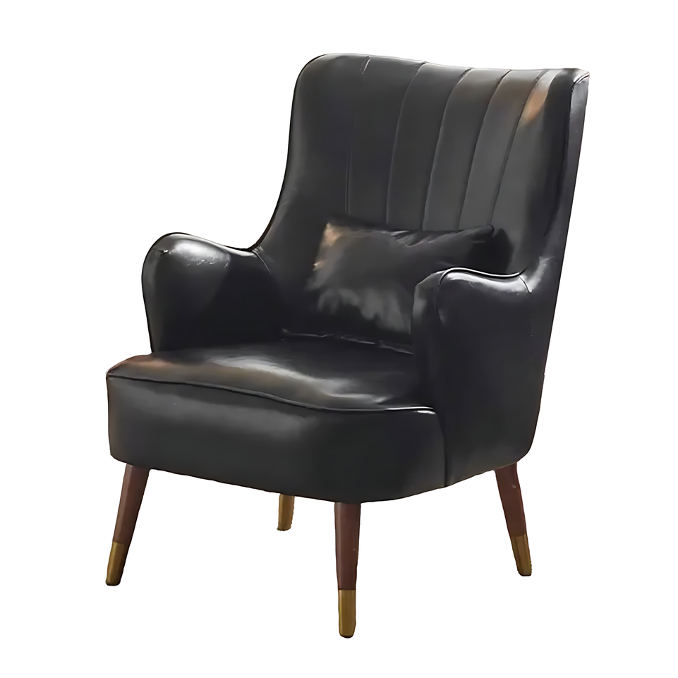 Elegant Nordic Accent Armchair–Faux Leather Texture, Linen Feel Fabric, And Solid Wood Legs JDJJ-2007