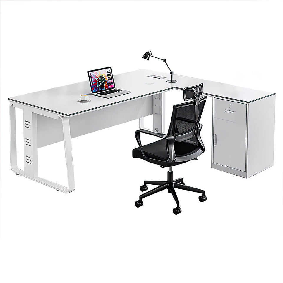 Office desk simple modern white single desk boss manager supervisor desk chair combination computer L-shaped desk YGZ-103