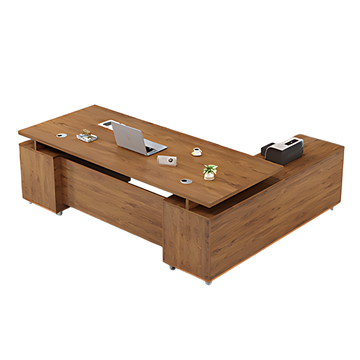 Minimalist Sleek Modern Style Executive Office Desk With Thickened Tabletop And Privacy Panel Storage Drawers LBZ-749