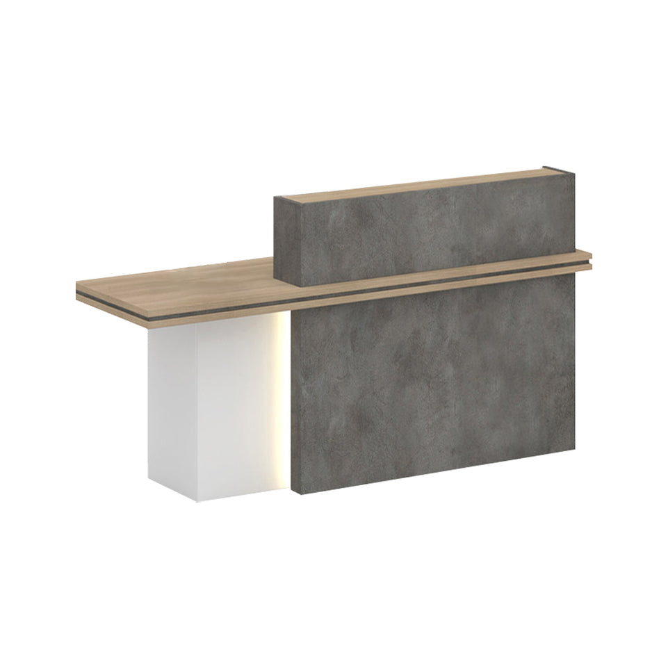 Segmented Design Straight Front Desk with Compartments and Lockable Cabinet for Hotels and Offices JDT-10100