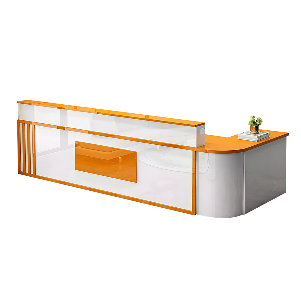 Small L-Shaped Front Desk with Lockable Drawer and Shelf for Shops JDT-1069
