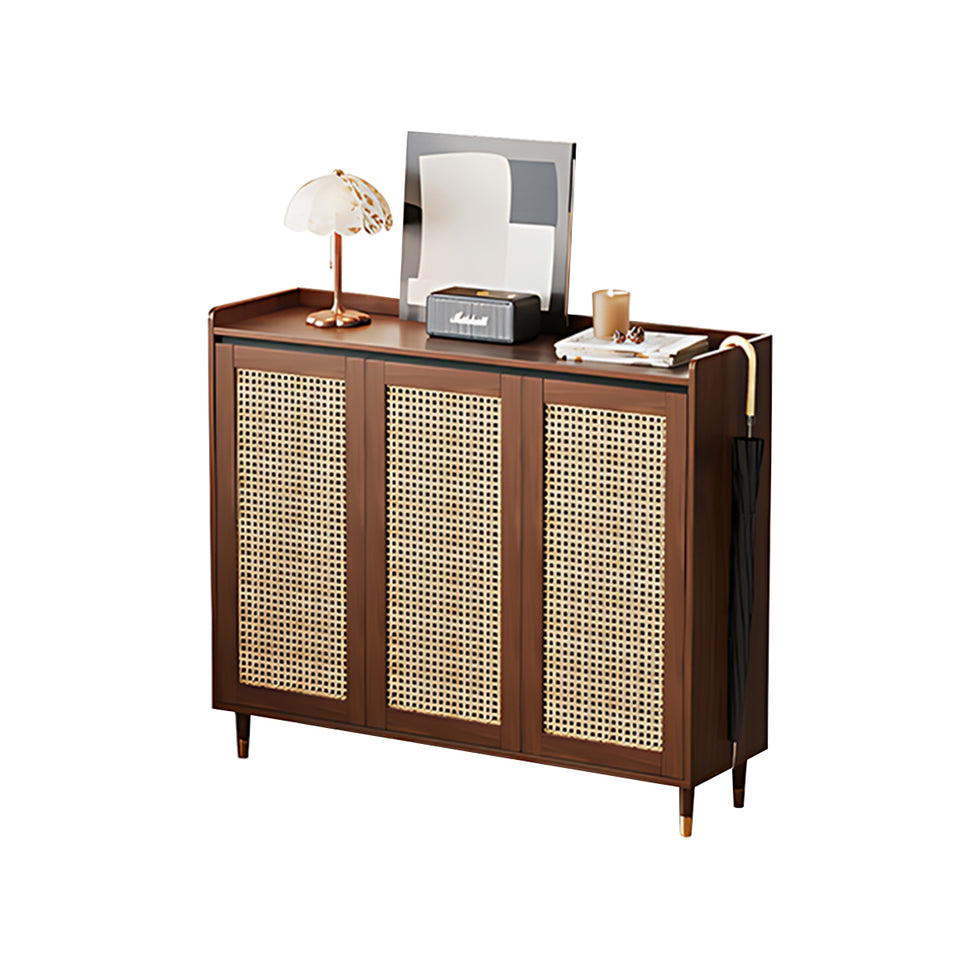 Spacious Woven Door Entryway Shoe Cabinet With Multi-Layer Storage For Modern Home, Eco-Friendly Solid Wood , Functional And Stylish Hallway Organizer CWG-02265