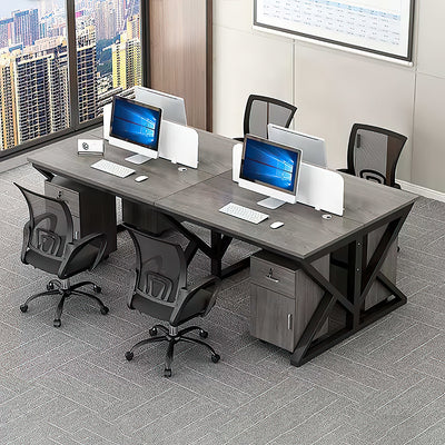 Stylish Office Computer Desk Set for 4 People with Tables Chairs and Cabinets YGZ-101
