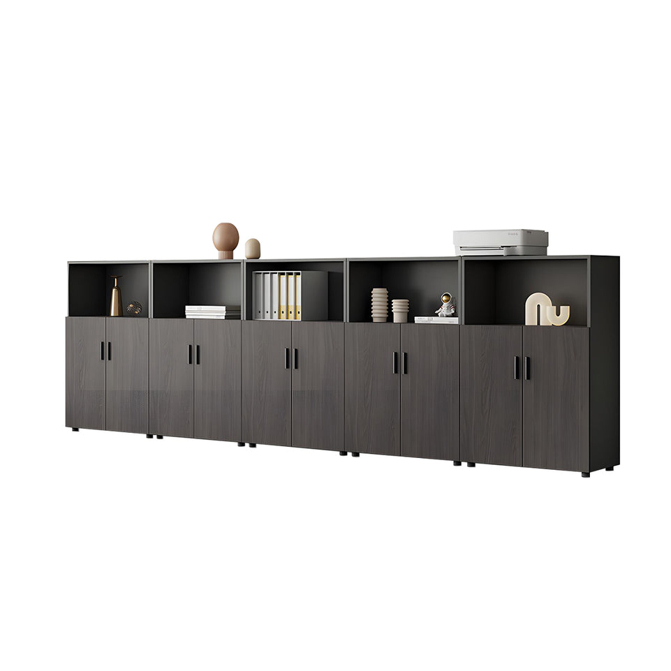 Modern Office Cabinet with Ample Storage, Wooden Floor-Standing Cabinet, Partitioned Storage, Quiet Hinges, and Sleek Aluminum Handles CWG-2174