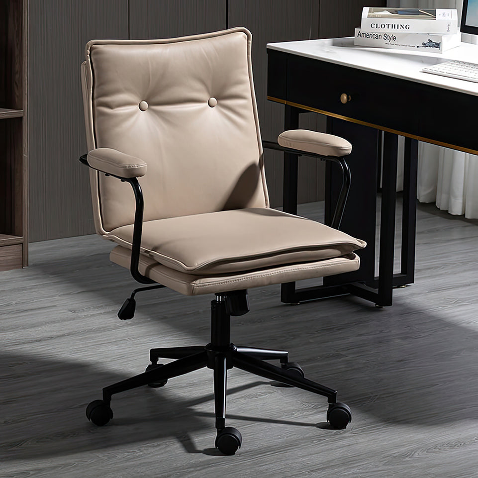Office Chair Lift Rotating Adjustable Leather Boss Chair Long Sitting with Armrests Dormitory Chair BGY-1074