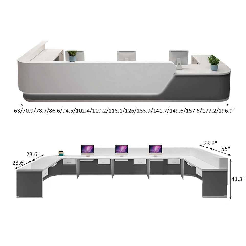 Modern Office Reception Desk with Curved Corner JDT-2065
