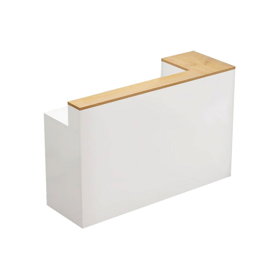 L-Shaped Corner Straight Compact Reception Desk with Keyboard Tray and Drawer for Stores and Salons JDT-1048