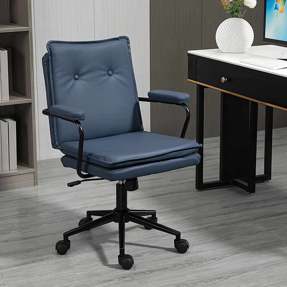 Office Chair Lift Rotating Adjustable Leather Boss Chair Long Sitting with Armrests Dormitory Chair BGY-1074