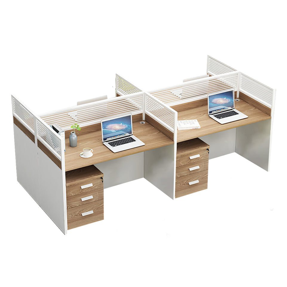Modern L-Shaped Office Desk with Screen Divider for Employee Workstations BGZ-222