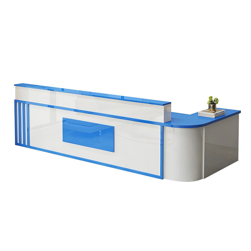 Small L-Shaped Front Desk with Lockable Drawer and Shelf for Shops JDT-1069