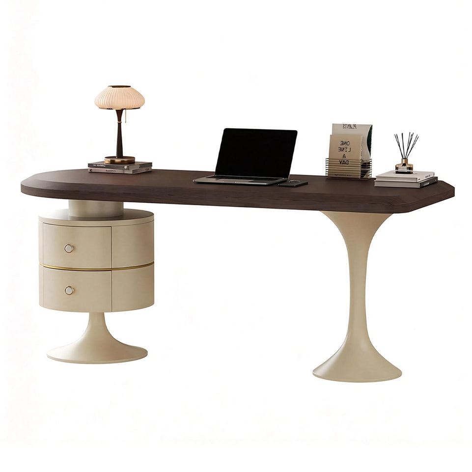 Premium Executive Desk with Ergonomic Rounded Edges, Floating Desktop, and Tapered Support for Modern Home and Office Use LBZ-2310