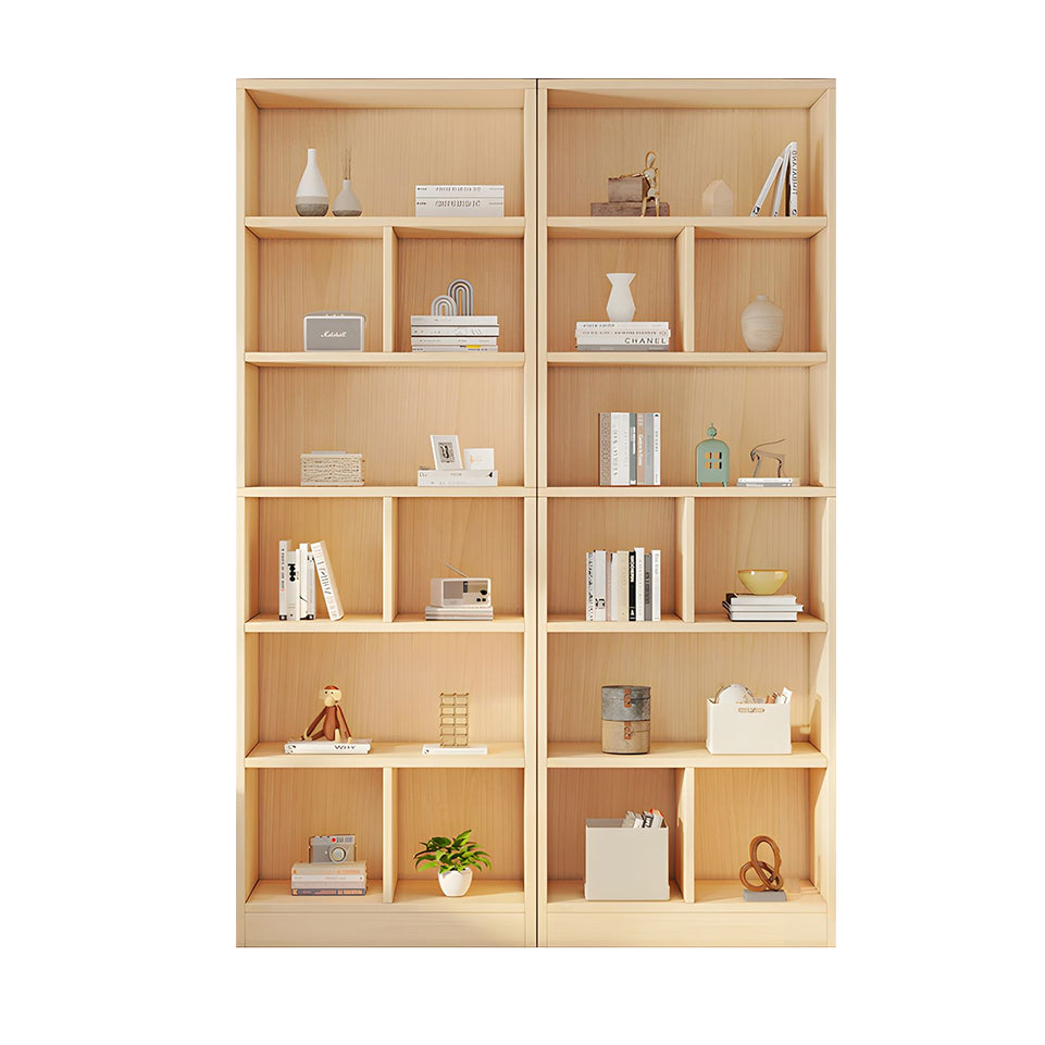Spacious Floor-to-Ceiling Solid Wood Bookcase with Adjustable Shelves, Eco-Friendly Wood Cabinet for Home or Office CWG-2177