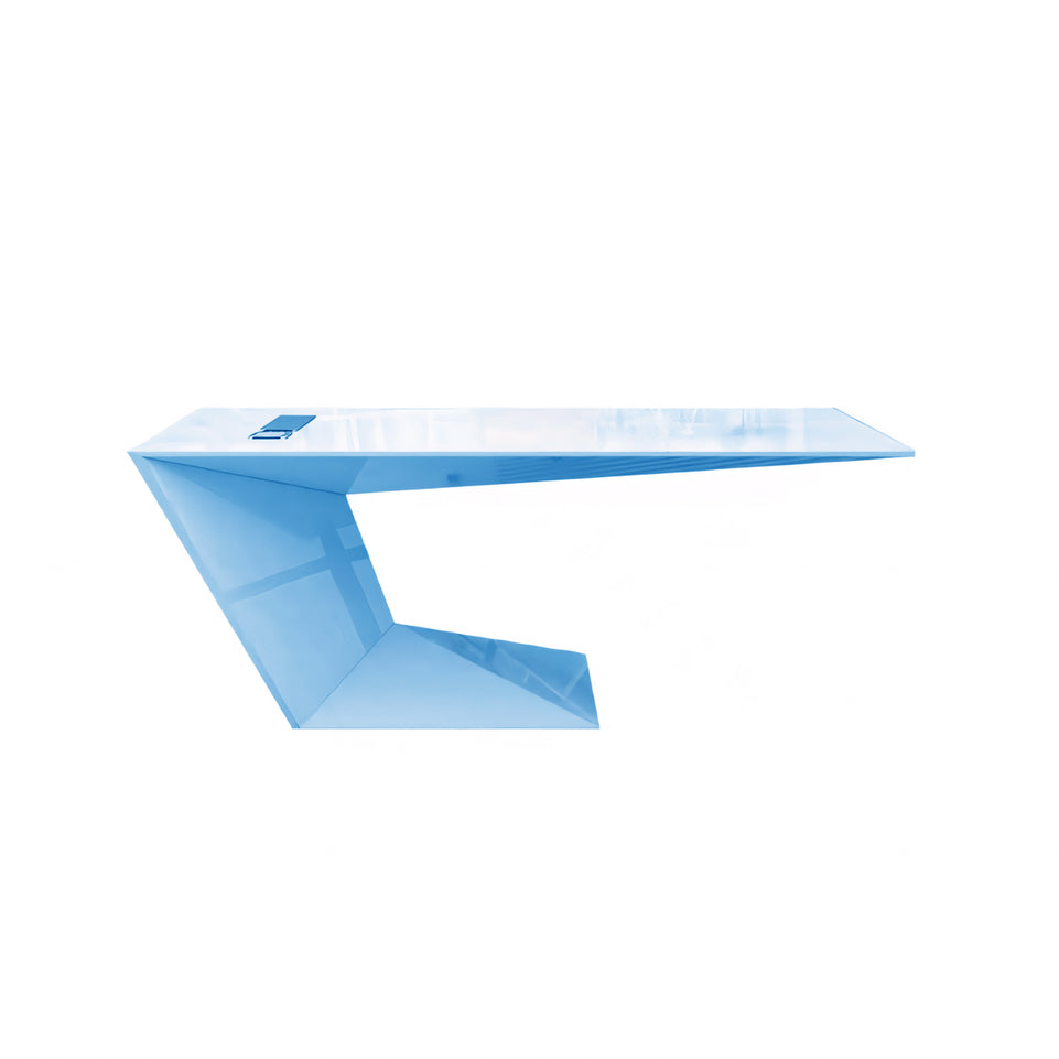 Sleek White Executive Desk With Oddly Shaped Modern and Stylish Office Table LBZ-042