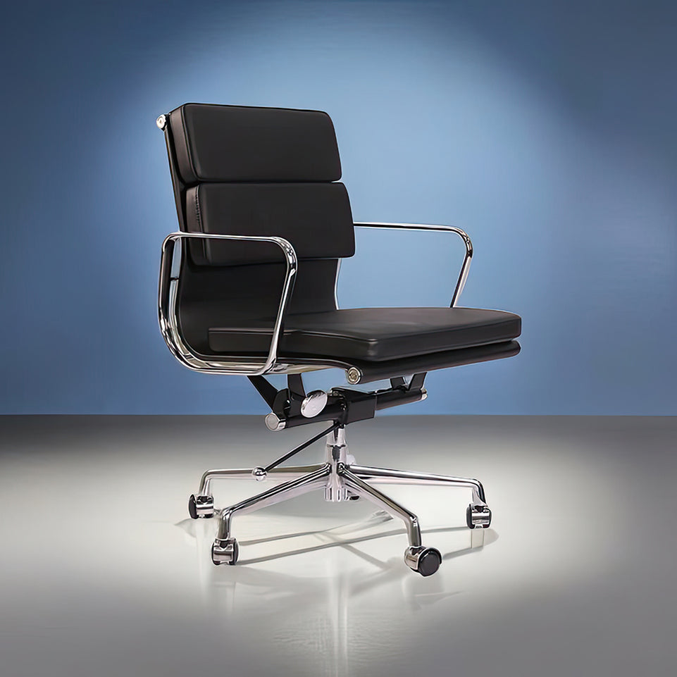 Leather Eames Computer Chair Ergonomic Comfort in Aluminum BGY-1066