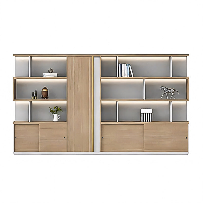 L-Shaped Color-Blocked Executive Desk with Cable Management and LED Lights for Office LBZ-004