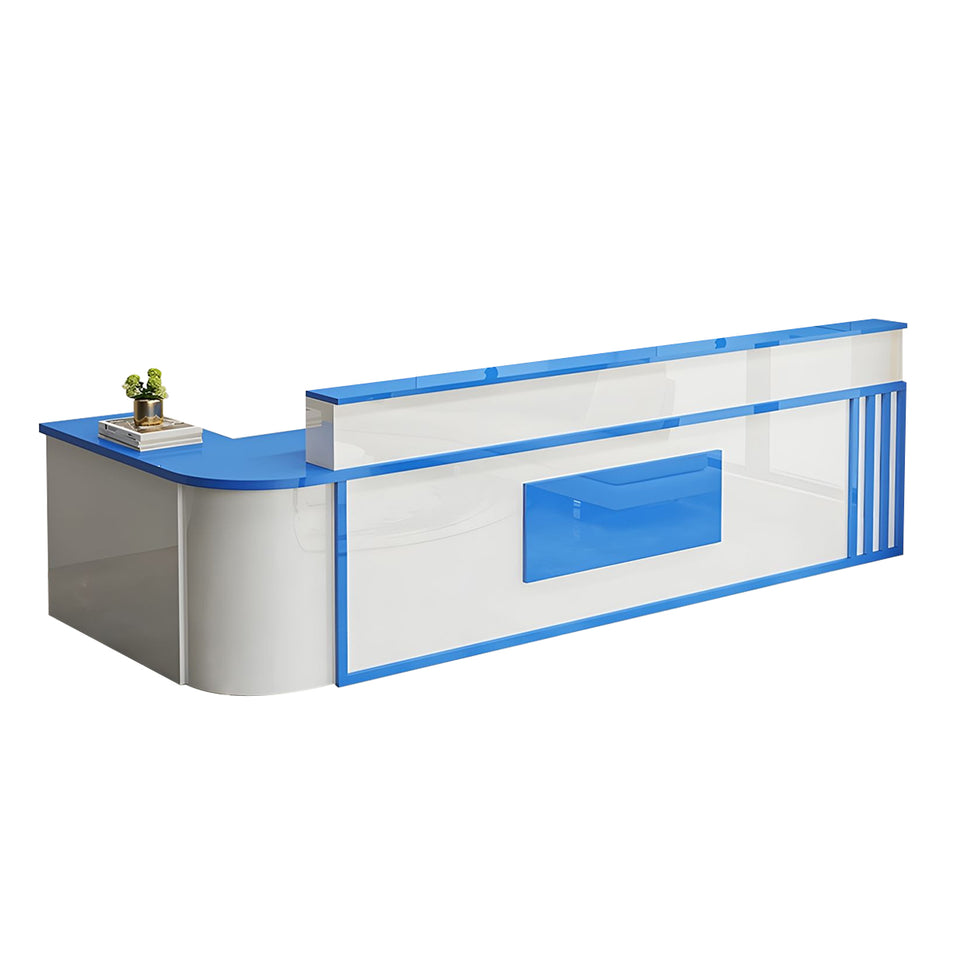 Small L-Shaped Front Desk with Lockable Drawer and Shelf for Shops JDT-1069