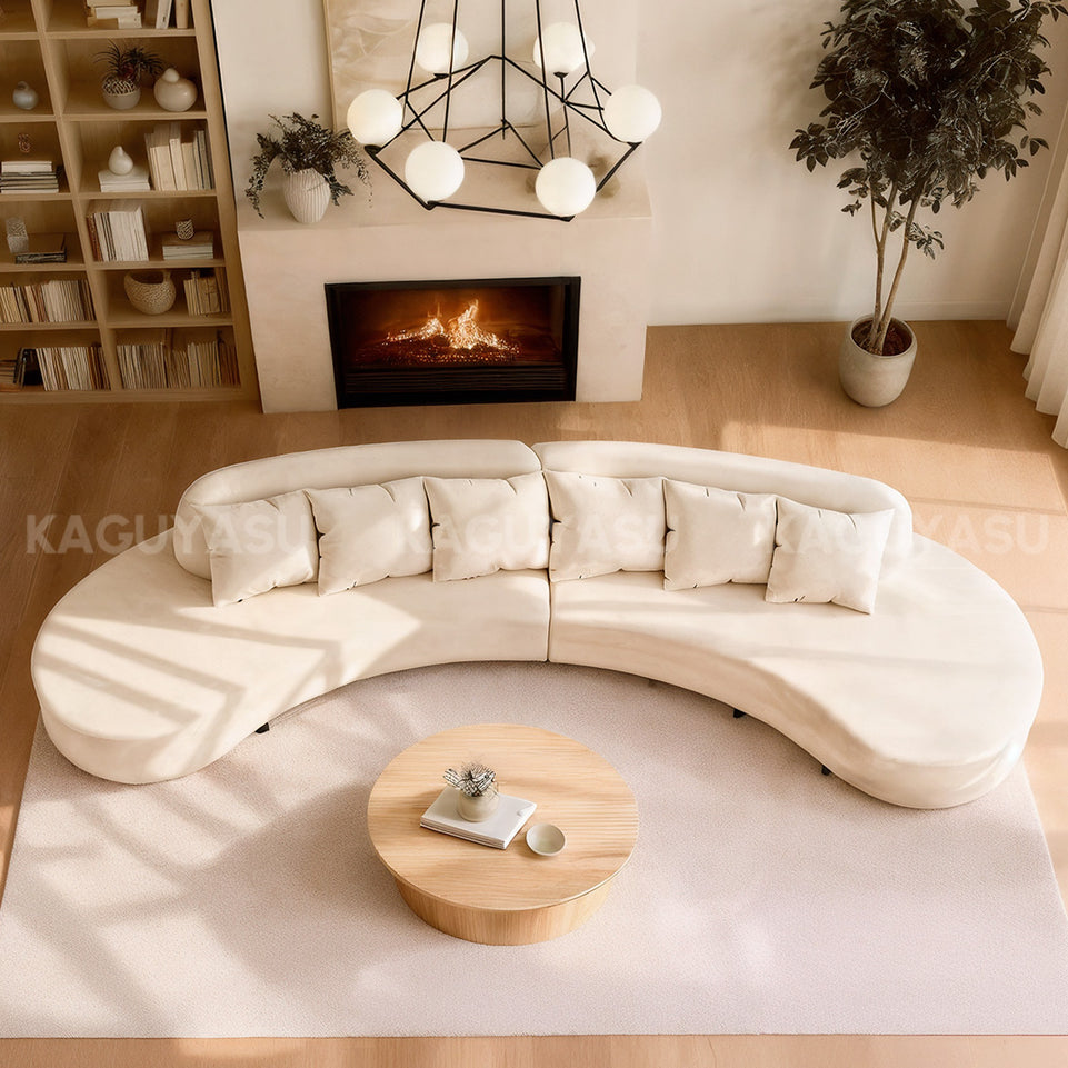 The Serpentine Curve: Premium Cream Sectional Sofa SZ-SF-0004
