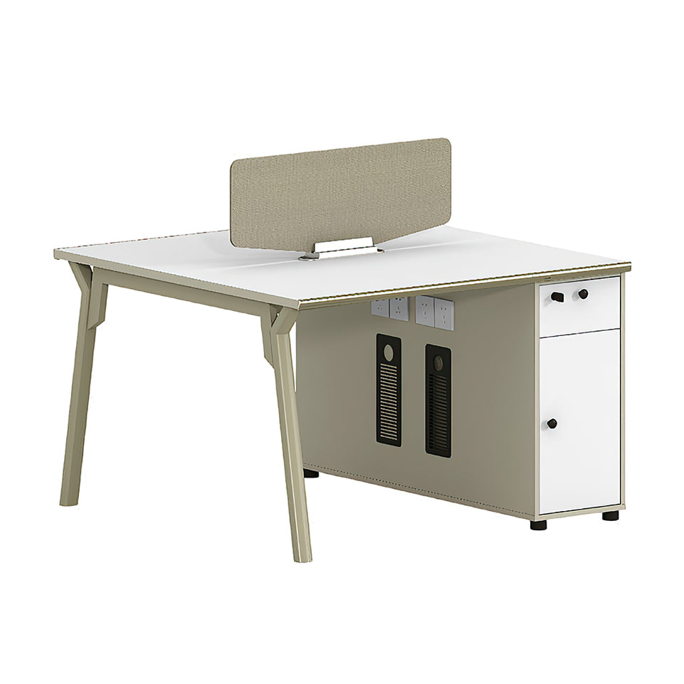 Modern Office Desk Classic Studio Desk with Storage Cabinet Extended Workspace YGZ-10112