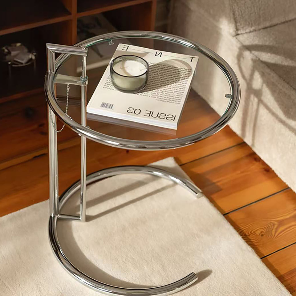 Creative Silver Stainless Steel Round Side Table with Lift-Top TY-113(In Stock)