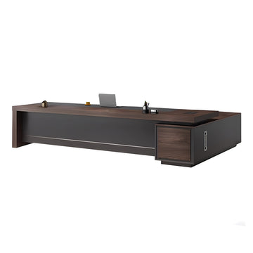 L-Shaped Executive Desk with Dual-Tone, Lockable & Lumbar Support for Home Office