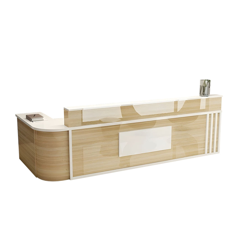Small L-Shaped Front Desk with Lockable Drawer and Shelf for Shops JDT-1069
