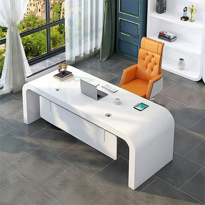 Luxury Office Boss Desk White Lacquer Stylish Manager Desk LBZ-107