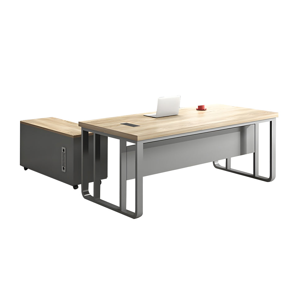 Executive Desk For Work Office Desk With side cabinet For PC With Vent Curtain Board with Wiring BOX LBZ-1073