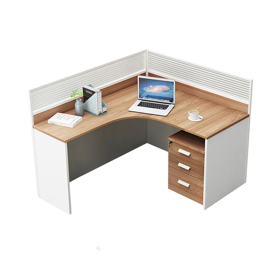 Modern L-Shaped Office Desk with Screen Divider for Employee Workstations BGZ-222