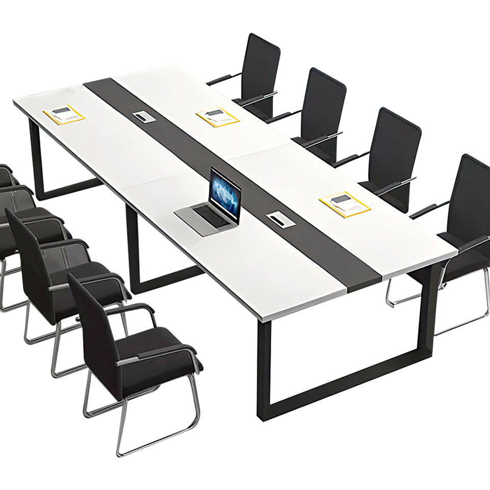 Color-Blocked Rectangular Conference Table With Hidden Cable Management For Offices, Meeting Rooms, And Workstations HYZ-1010