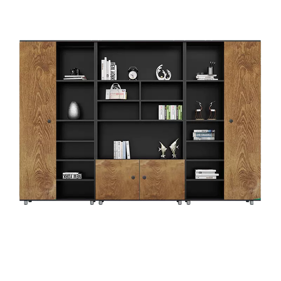 Rectangular Wooden File Cabinet with Open Storage Compartments WJG-745