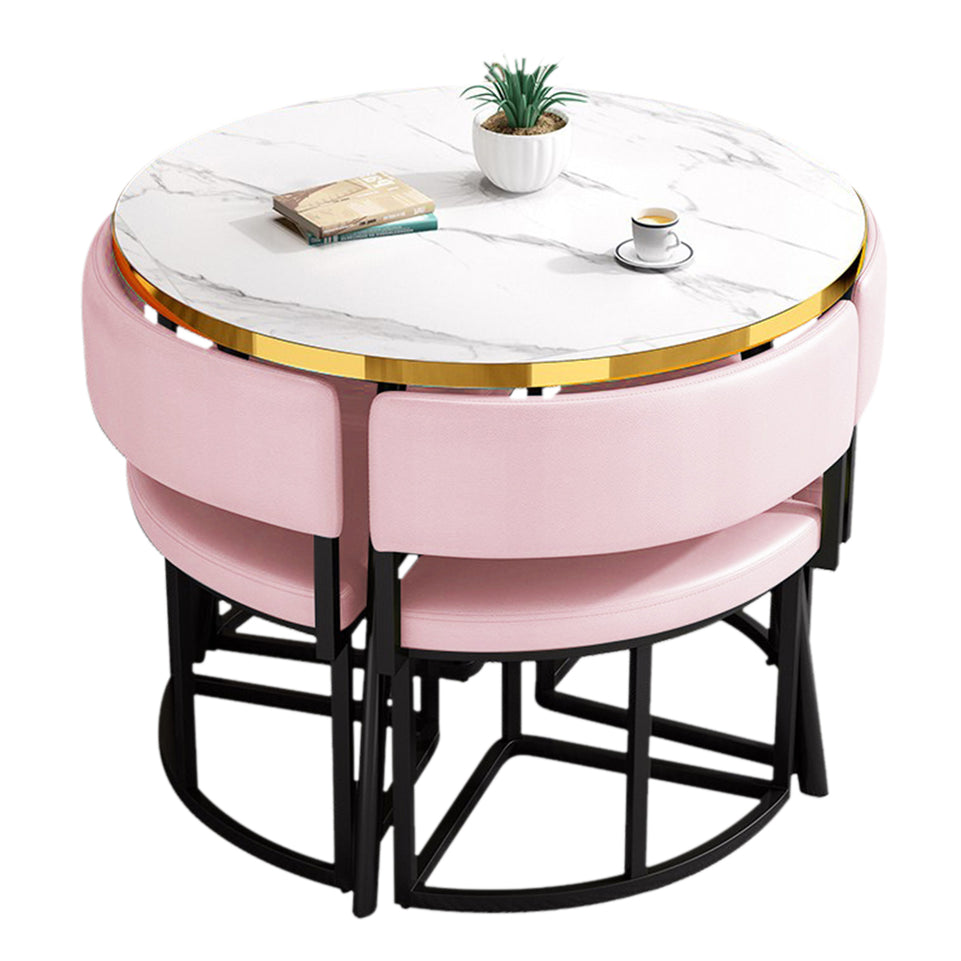 Modern Office Reception Round Table with 4 Backrest Chairs JDZH-2019