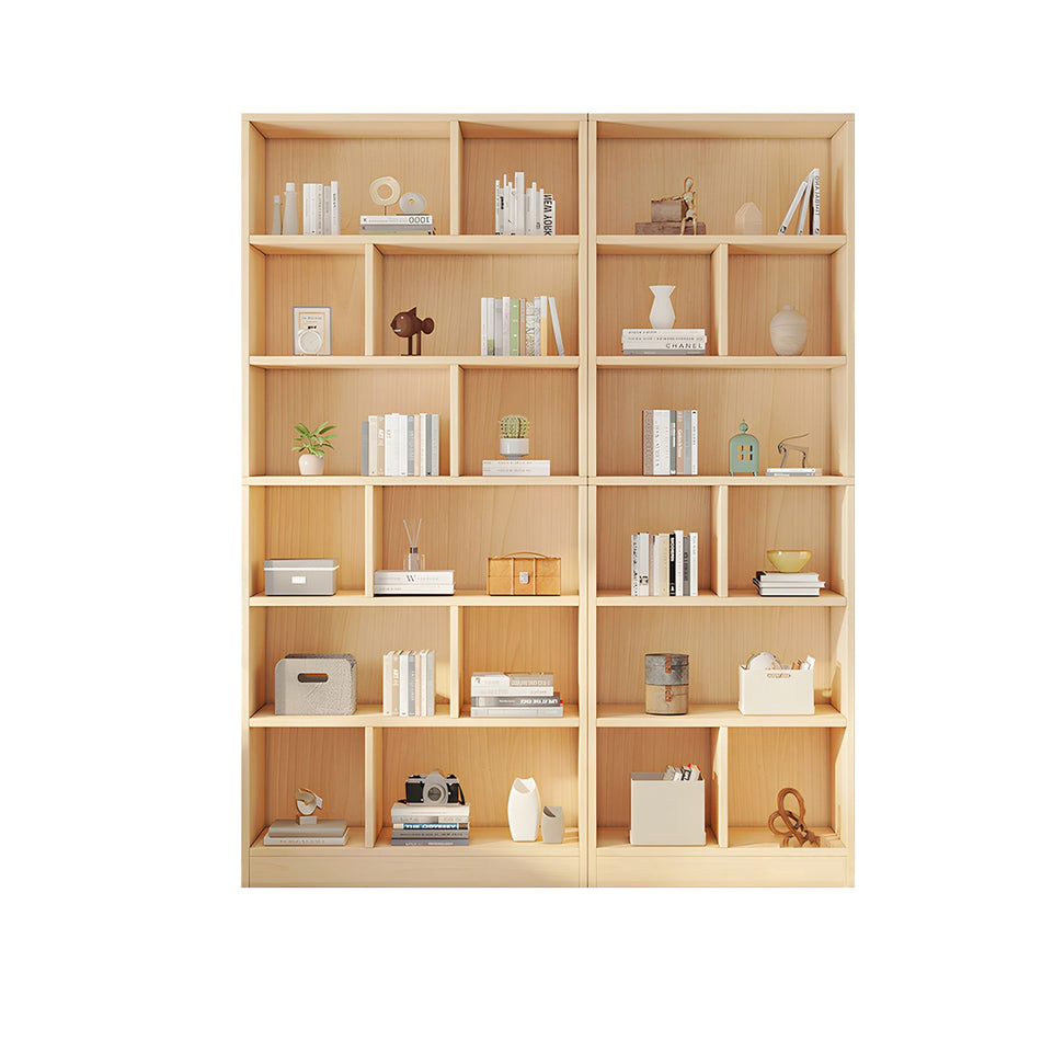 Spacious Floor-to-Ceiling Solid Wood Bookcase with Adjustable Shelves, Eco-Friendly Wood Cabinet for Home or Office CWG-2177