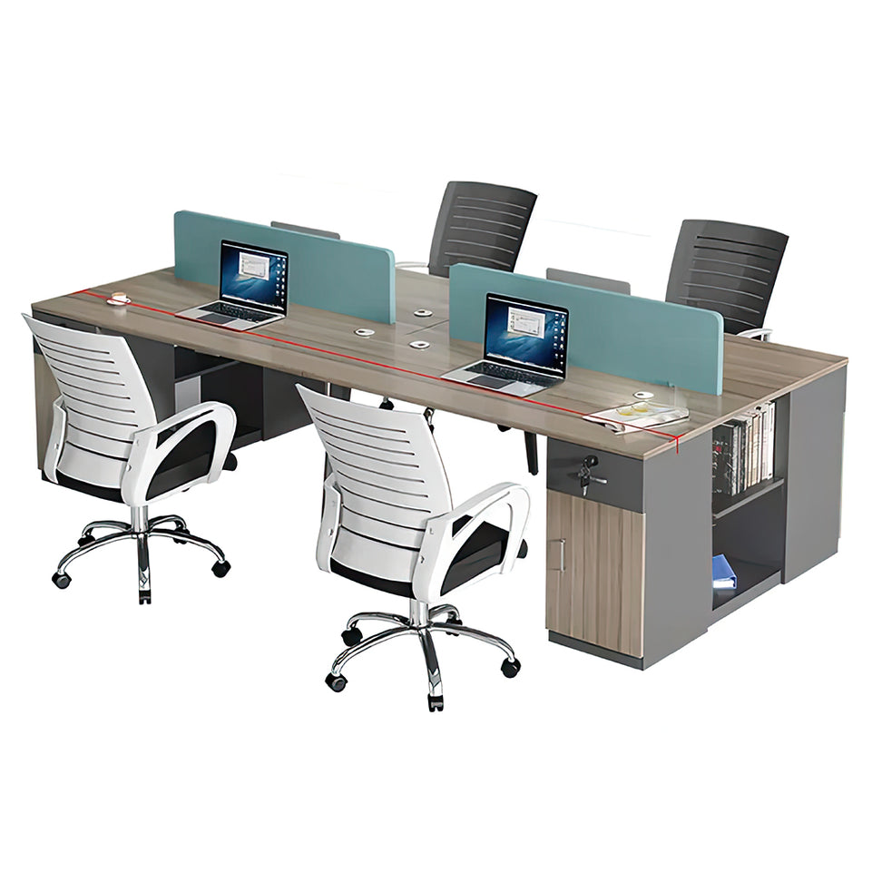 Stylish Office Desk with Top Panel with Locking Locker Employee Desk YGZ-10107