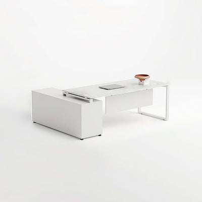 Modern Boss Office Desk Computer Furniture with Multifunctional Large Capacity Side Cabinet Simple White Design LBZ-1022