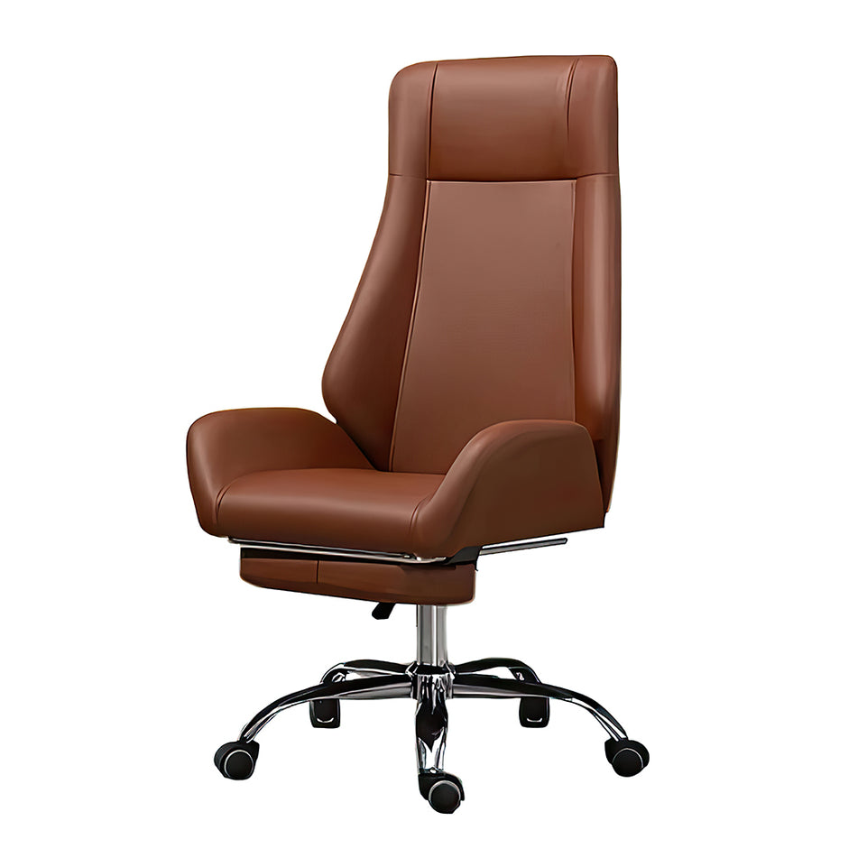 Ergonomic Office Chair Stylish Brown Leather Mid-Back Design BGY-1050