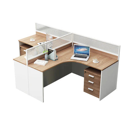 Modern L-Shaped Office Desk with Screen Divider for Employee Workstations BGZ-222