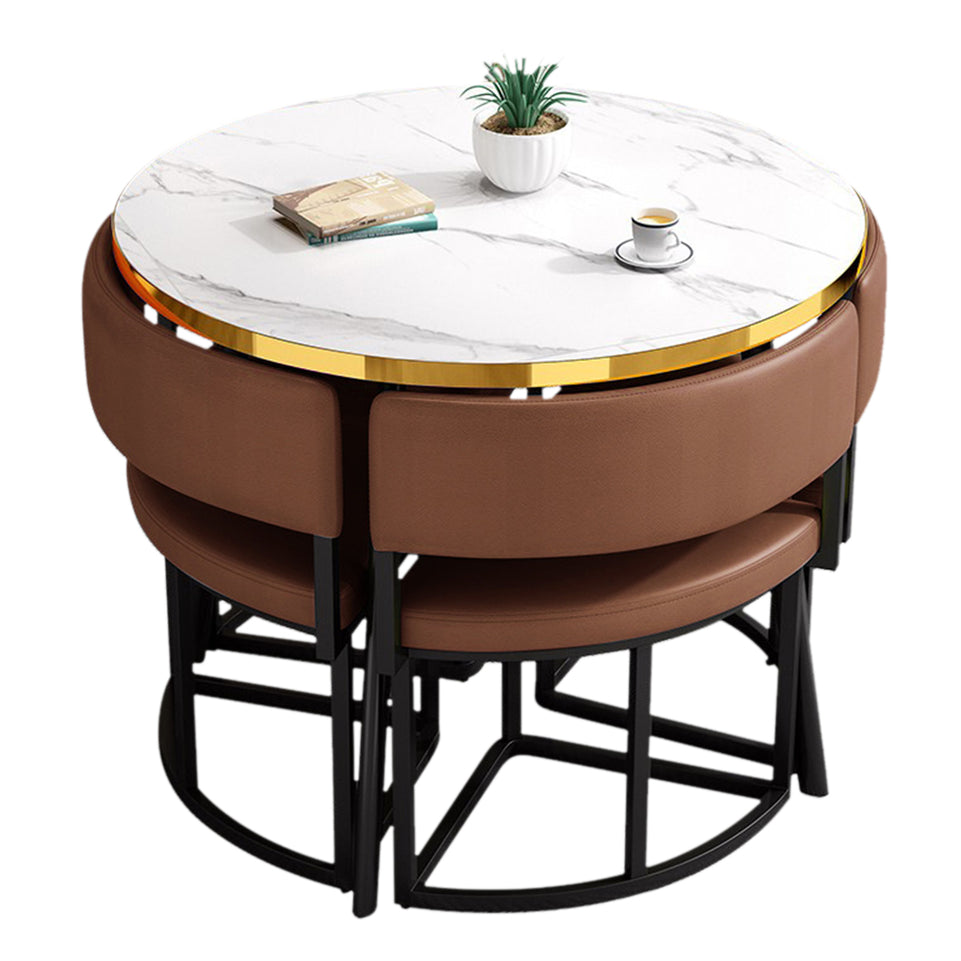 Modern Office Reception Round Table with 4 Backrest Chairs JDZH-2019