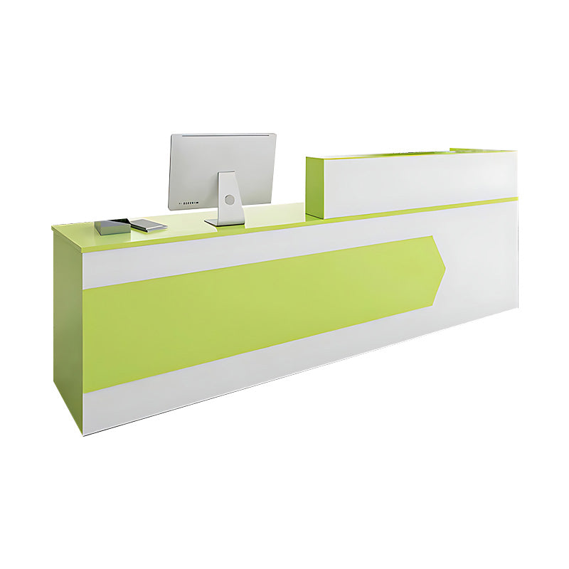 Color-Blocked Straight Reception Desk with Double-Layered Countertop and Lockable Drawer for Offices JDT-1046