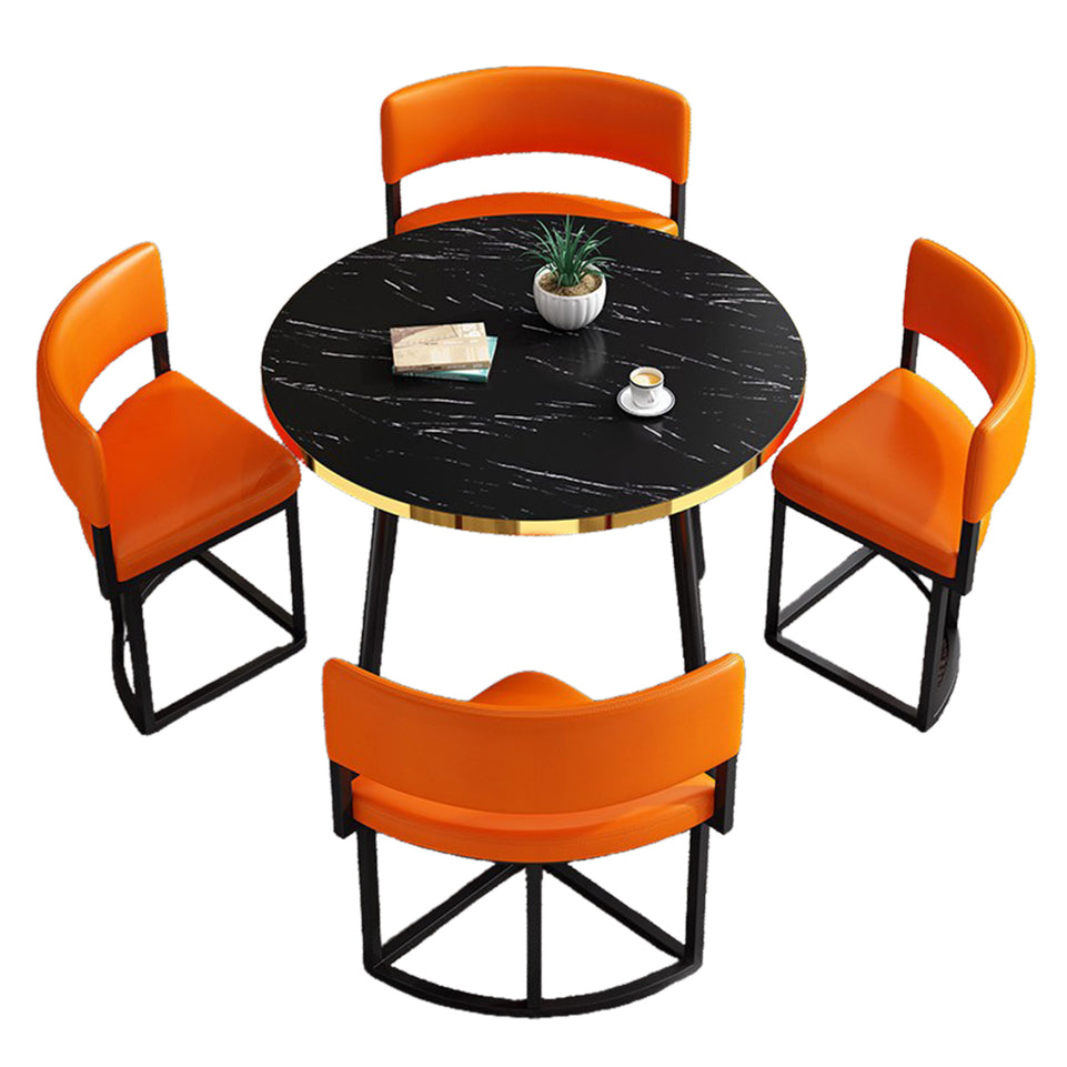 Modern Office Reception Round Table with 4 Backrest Chairs JDZH-2019