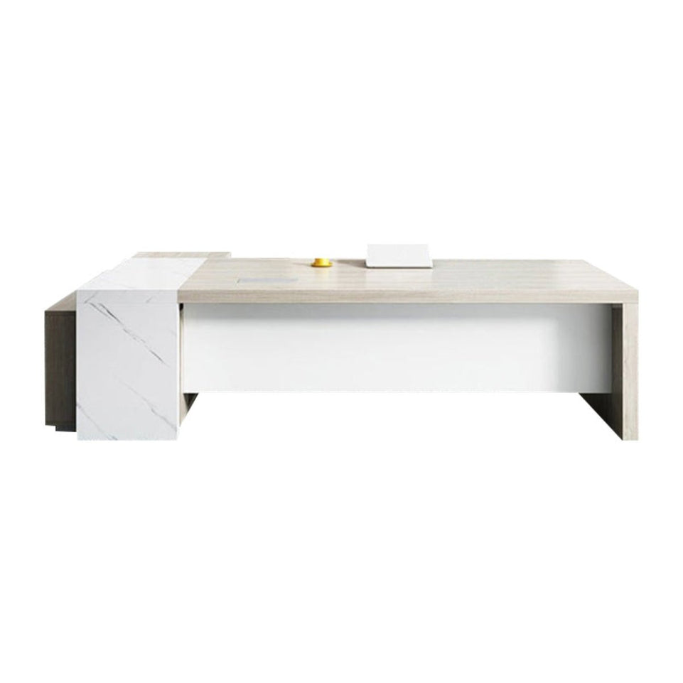 Modern Minimalist Executive Desk With Maple Pattern for Leadership and Spacious Workstation with Ample Storage LBZ-10187